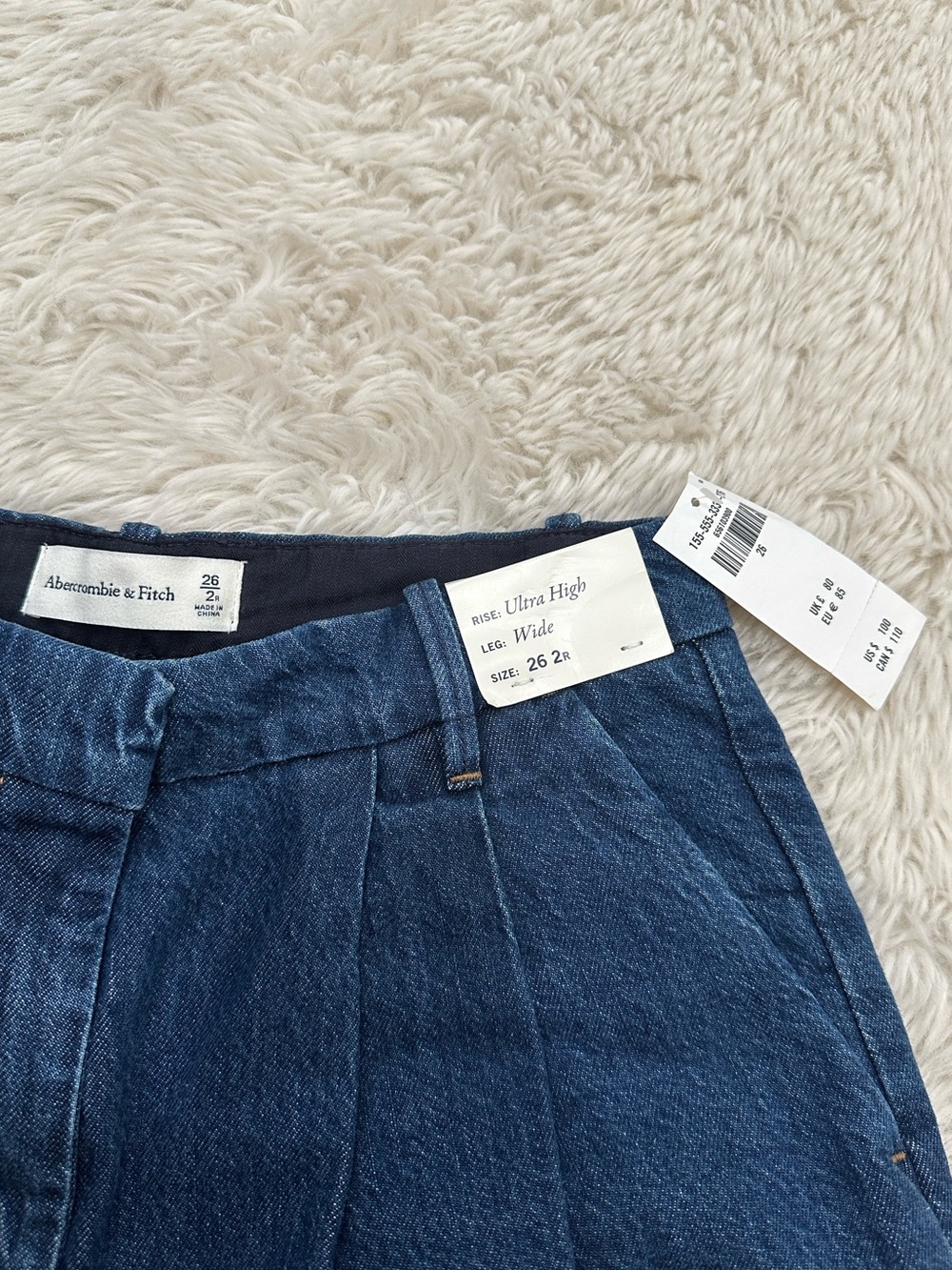 Abercrombie & Fitch Wide-Leg Dark Blue Denim Pants - Picture 2 of 5